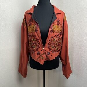 Cross‎ Culture Tapestry Jacket Blazer Women's Large Boho Embroidered Fall Artsy